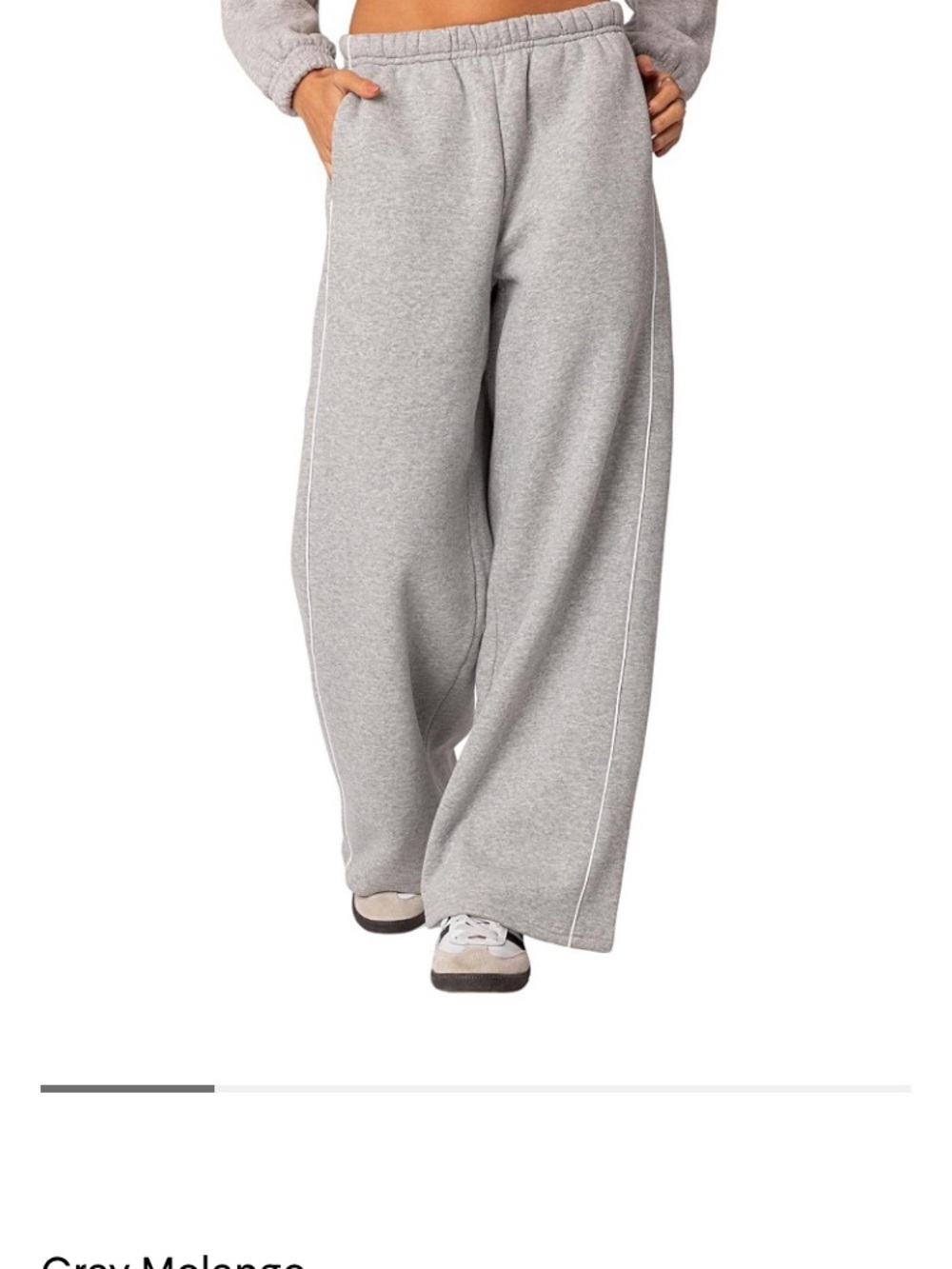 NWT Edikted Autumn Grey Wide-Leg Sweatpants with Side Seam Piping Size XS